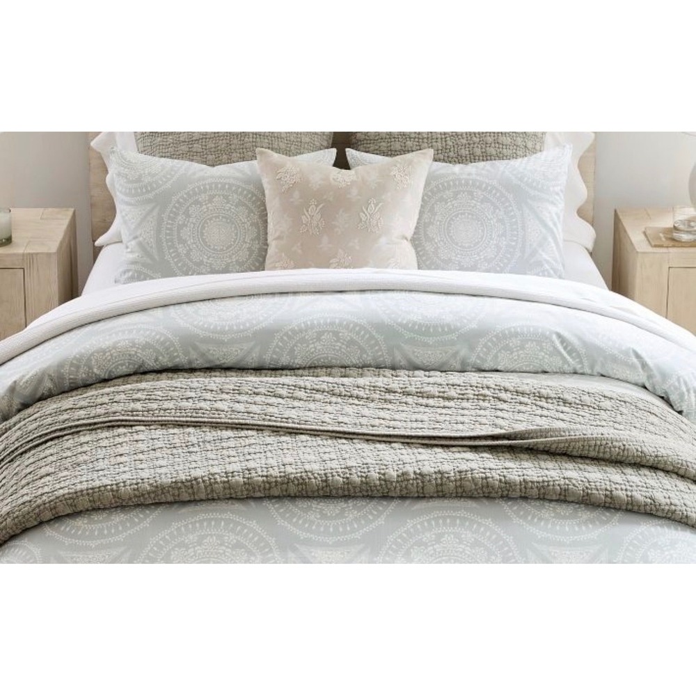 Pottery Barn Dot Medallion Reversible Euro Sham Sea Glass Cotton 26x26